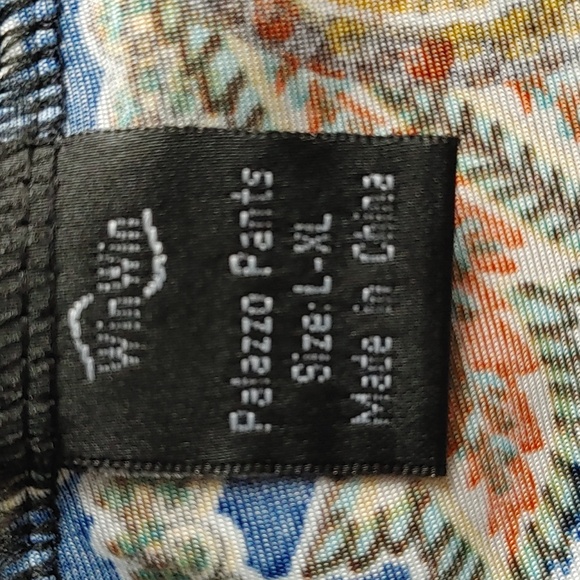 WinWin Paisley Flare Palazzo Pants in Blue and Brown Size L-XL Boho-Chic - Picture 2 of 6